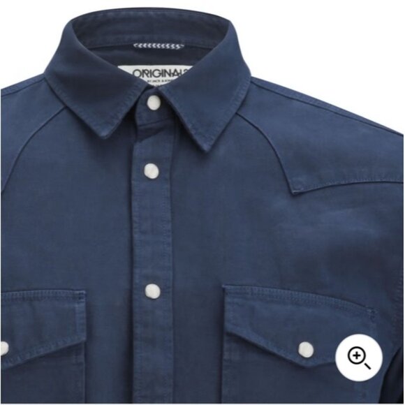 Jack and Jones Dark Navy Blue Button Down Pocket Long Sleeve Shirt Medium - Picture 12 of 12